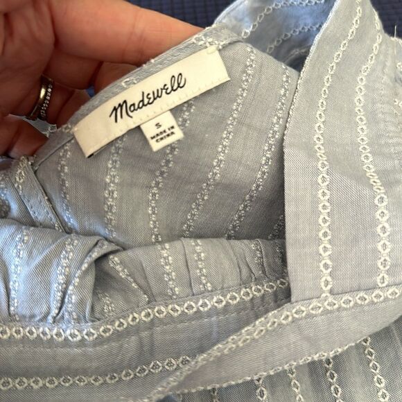 Madewell | Striped Flutter Sleeve Cross Back Top | S - Picture 9 of 9